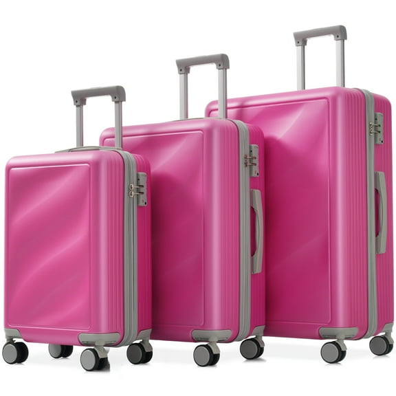 Juuar 3 Piece Luggage Set (20"/24"/28"), Lightweight Carry on Suitcase with Spinner Wheel & TSA Lock for Travel, Pink