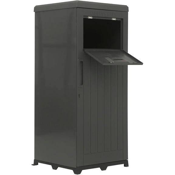 Juuar 48" Package Delivery Boxes for Outside, Anti-Theft Parcel Drop Box with Lockable Secure, Waterproof Resin Mailbox Outdoor Package Drop Box for Home Porch Office, Black