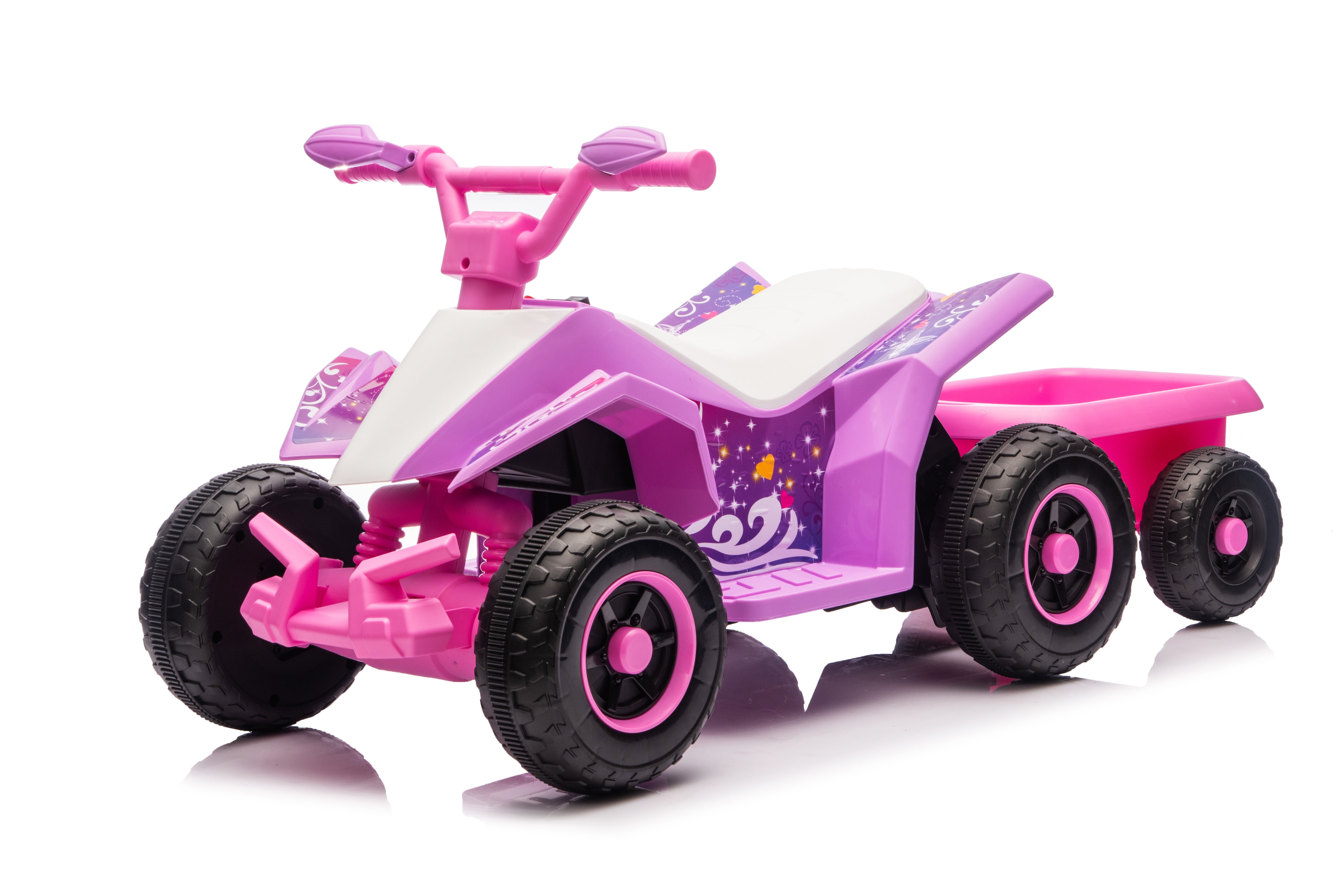 Juuar 6V Kids Ride on Car with Lights & Music, 4WD Electric Vehicles Toys Gifts with Rear Rack, Fun Ride on ATV for Girls Boys Age 3+, Pink