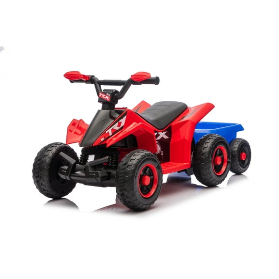 Juuar 6V Kids Ride on Car with Lights & Music, 4WD Electric Vehicles Toys Gifts with Rear Rack, Fun Ride on ATV for Girls Boys Age 3+, Red