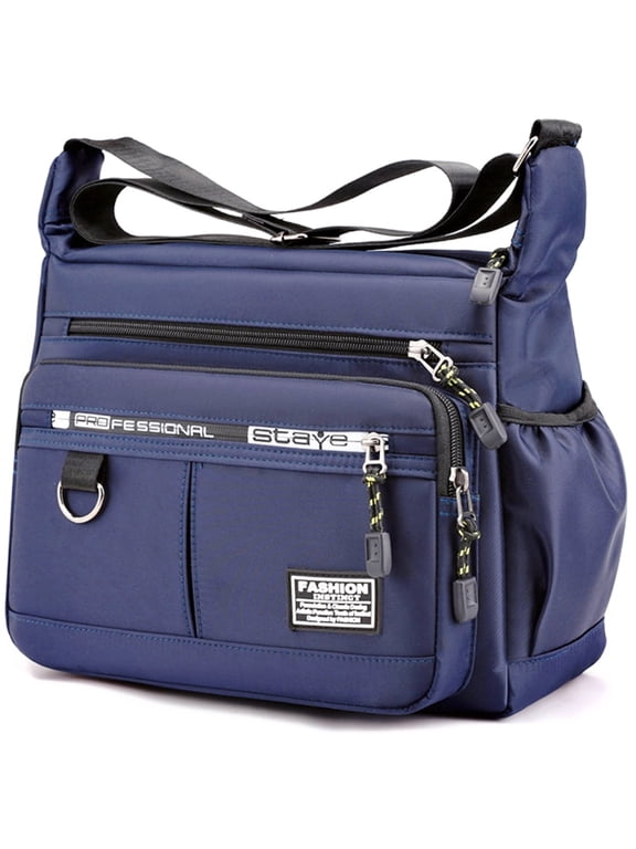 Crossbody Bags for Women Men, Multi Pocket Shoulder Bag Fashion Waterproof Nylon Purse Messenger Bag for School Commuting Travel, Blue