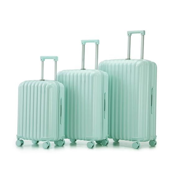 Juuar Luggage Sets 3 Piece, Carry on Luggage with Spinner Wheel, Lightweight Hardside Suitcase with Cup Holder and USB Port, Mint Green