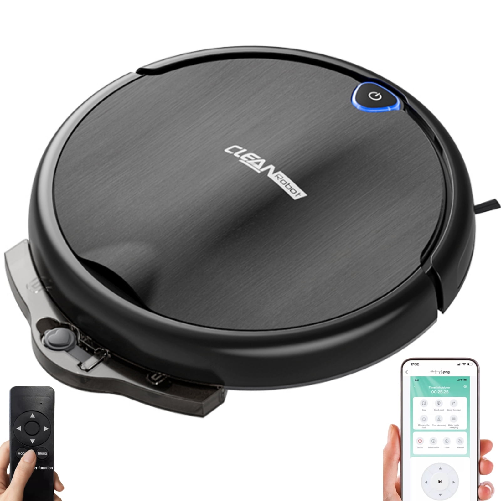 Juuar 3 in 1 Robot Vacuum and Mop Combo, Intelligent Robot Vacuum Cleaner, Automatic Sweeping Mopping Robot for Pet Hair, Black