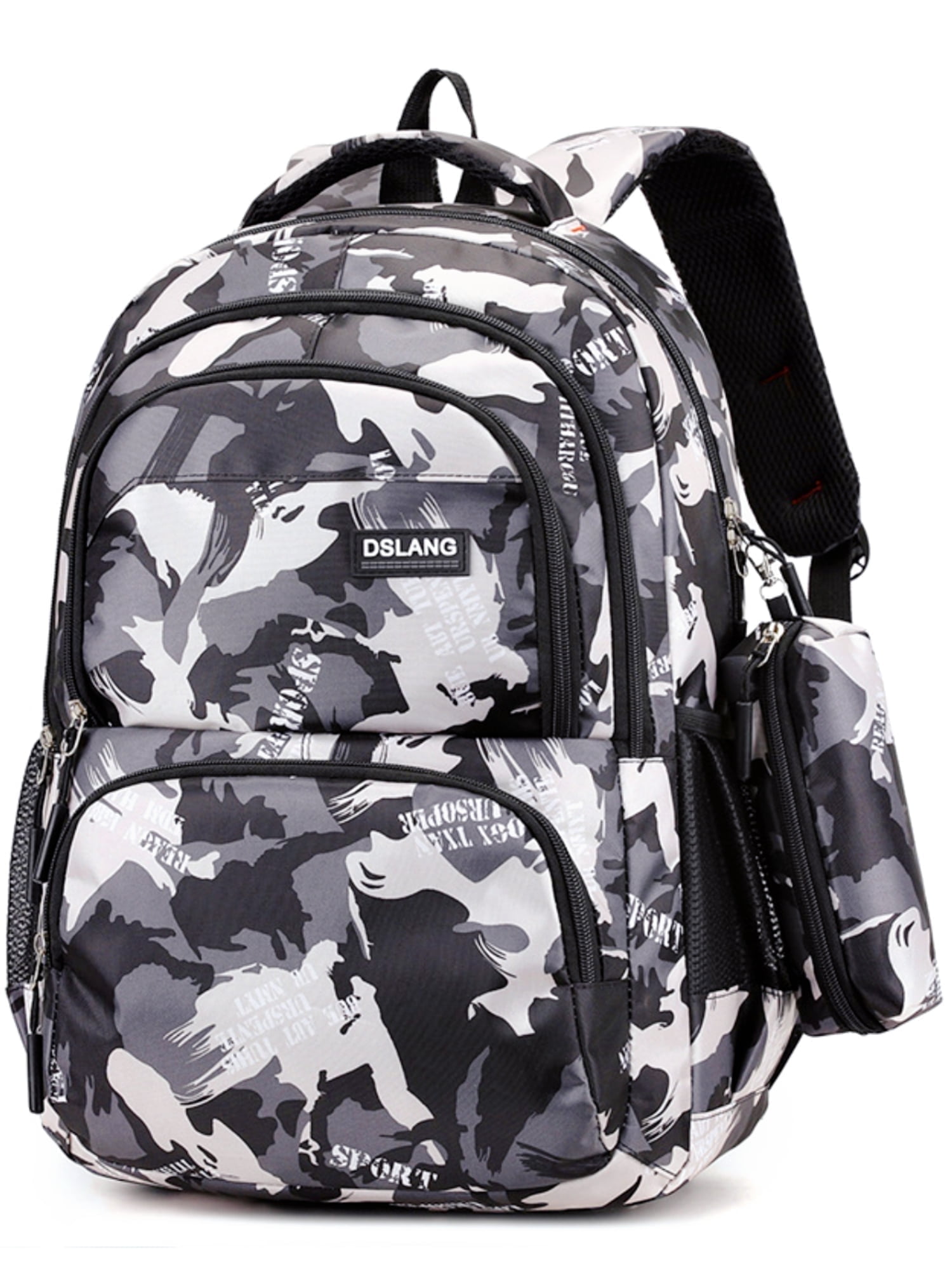 Juuar School Bags for Boys with Pencil Case, Fashion Girls Backpack Camo Kids Bookbag, Back to School Supplies, Gray