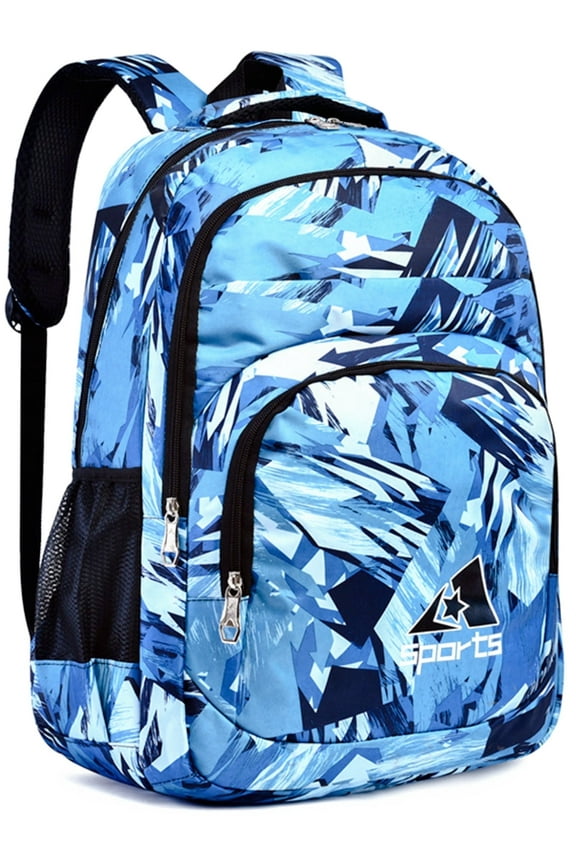 School Backpack for Boys, Camouflage School Bag Lightweight Bookbag Trendy Kids Backpacks for Girls, Blue