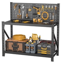 Work Bench with Pegboard,Heavy Duty Workbench with Wheels Adjustable ...