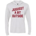 thumbnail image 1 of 'Juuussst a Bit Outside' Tri-Blend Long Sleeve Hooded T-Shirt by ThirtyFive55, 1 of 2