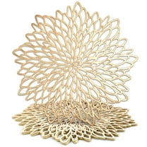 Juvale Gold Placemats - 14.4-Inch Round Vinyl with Leaf Design, Pack of 10 - Table Chargers for Dinner Table Decor