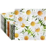 Juvale 100 Pack Decorative Daisy Floral Paper Napkins, 2-Ply, 6.5x6.5”, Napkins for Garden Bridal Shower, Tea Party, Wedding & Decorative Party Supplies