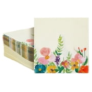 Juvale Floral Disposable Paper Napkins - 100 Pack, 6.5 x 6.5 In folded/13 x 13 In unfolded, 2-Ply, Multicolor Vintage Wildflower - Tea Party Napkins for Garden Party Decor
