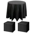 thumbnail image 1 of Juvale 12-Pack Black Plastic Tablecloth - 84-Inch Round Disposable Table Cover, Fits up to 72-Inch Round Tables, Black Themed Party Supplies, 1 of 8
