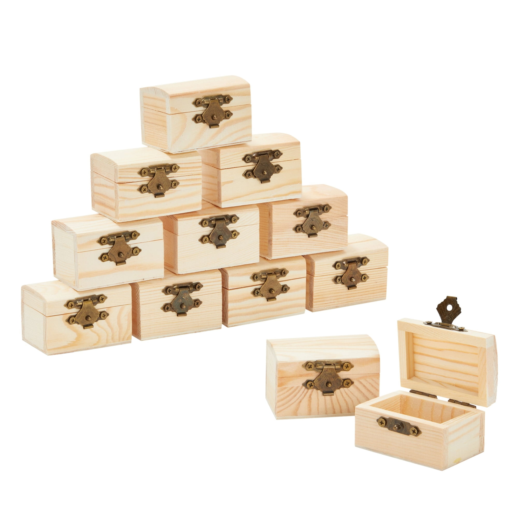 Unpainted Wood Box Treasure Chest Small Wooden Box With - Temu