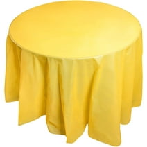 Juvale 12-Pack Yellow Plastic Tablecloth - 84-Inch Round Disposable Table Cover, Fits up to 72-Inch Round Tables, Yellow Themed Party Supplies