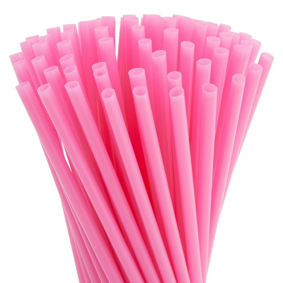 Juvale 300-Pack Pink Plastic Straws for Birthday Party, Baby Shower, Weddings and Gatherings, 10 Inches Long Fun Pink Straws Plastic for Cocktails, Coffee, Juice, Water, Iced Tea and More