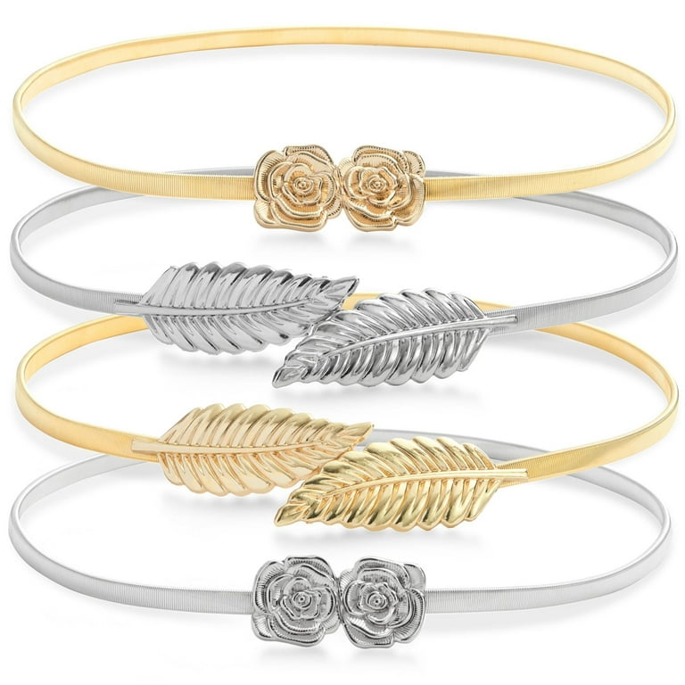 Juvale Adjustable Metallic Waist Belts for Women Inches