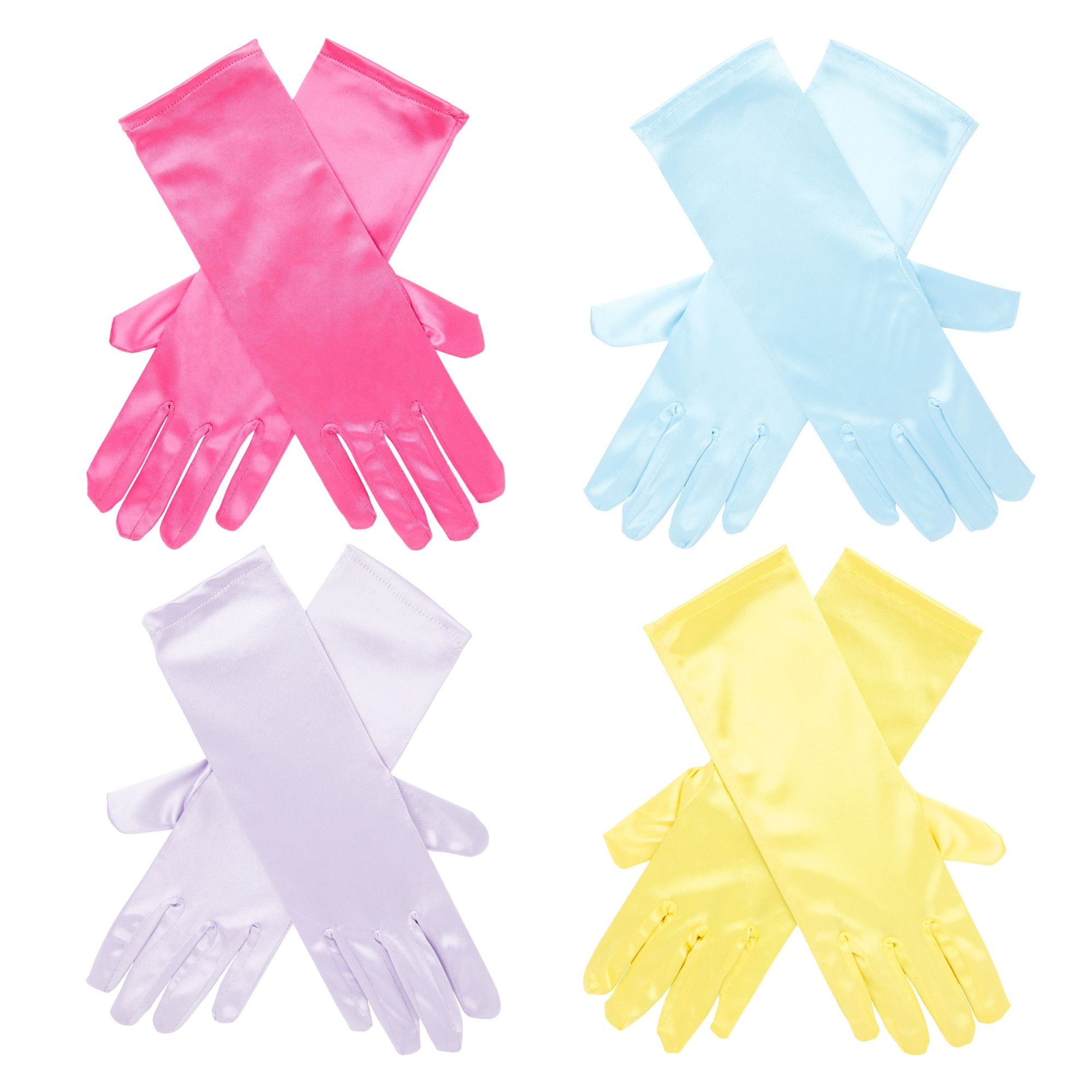 Juvale 4 Pairs of Satin Princess Gloves For Little Girls Dress Up