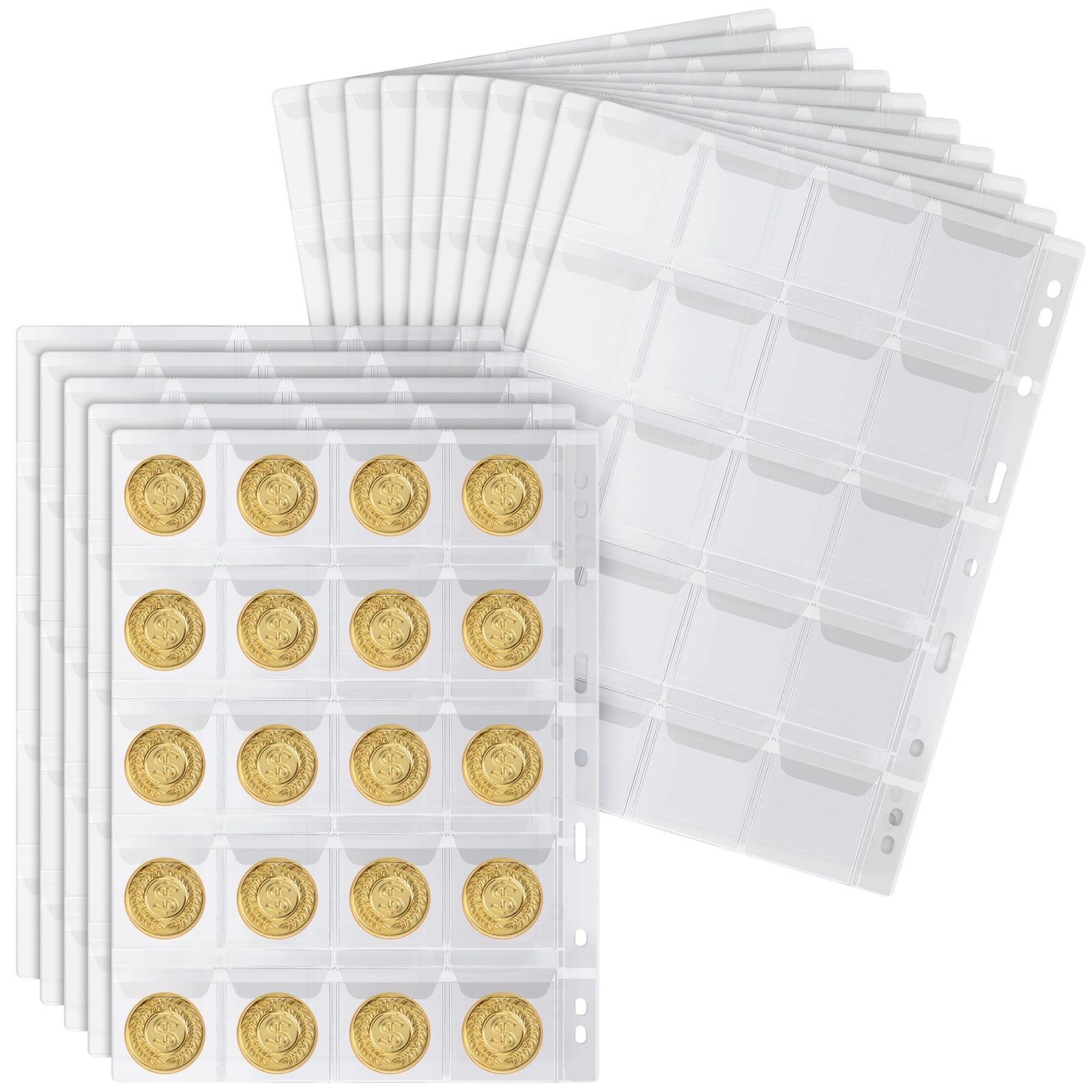 460 Pockets Coin Collection Pages for Three Ring Binder (8x11 in, 15