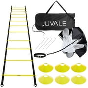 Juvale Adjustable Agility Ladder Set - Football Footwork Ladder Drills - Agility Cone Drills for Soccer Training - Parachute Speed Training - 20 Ft, 6 Cones & Parachute