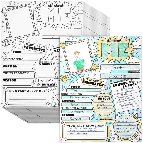 Juvale All About Me 22" x 17" Posters (30 Count)