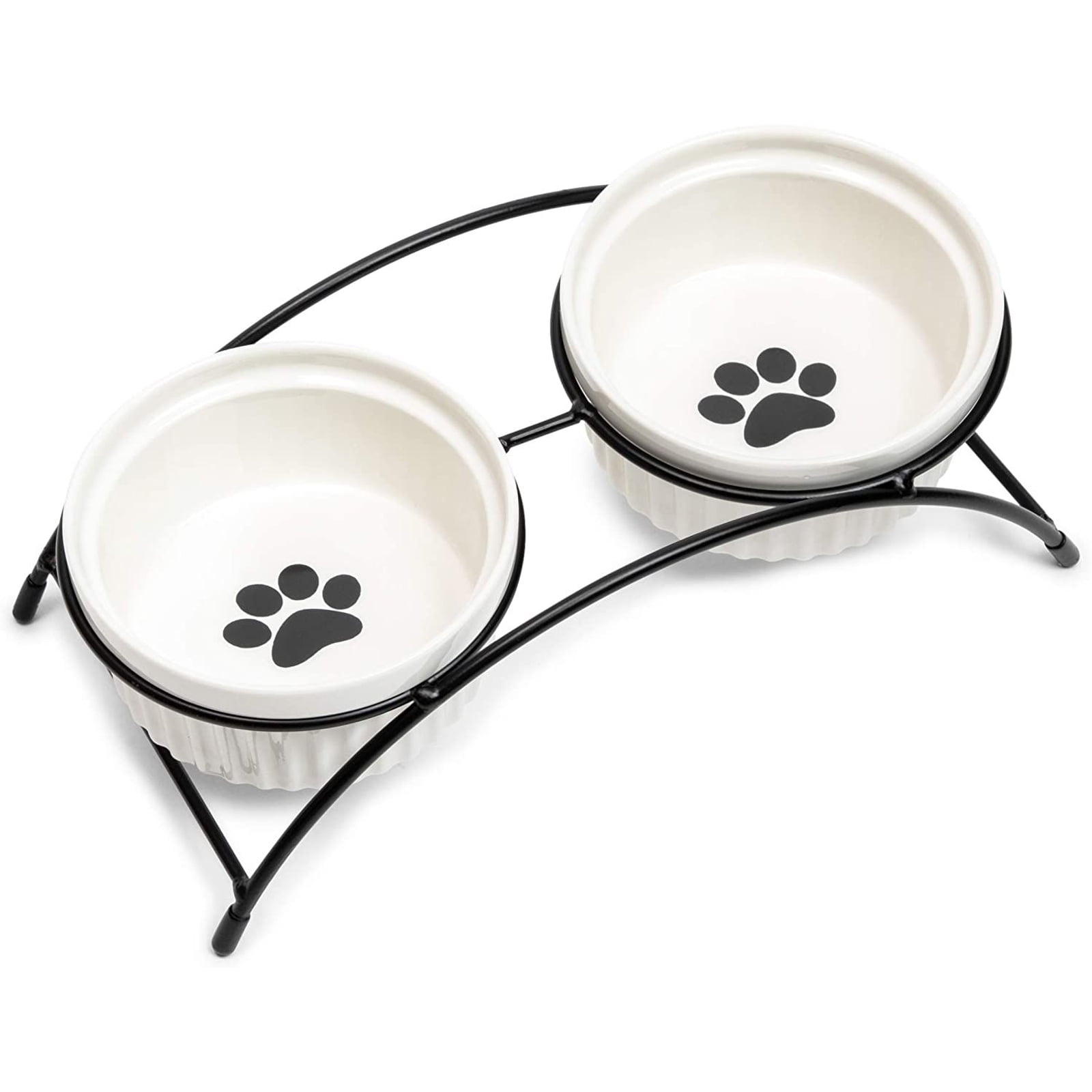 Y YHY Ceramic Dog and Cat Bowl Set, 24oz Dog Food Water Bowls with Wooden  Stand, Modern Cute Weighted Pet Bowls Set for Small Size Dogs & Medium  Sized