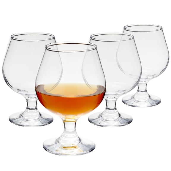 Juvale Cocktail Glasses - 13 Oz Clear Modern Short Stem, 4 Count, Lead-Free Crystal - Brandy Glasses & Cognac Balloon Snifters for Bourbon