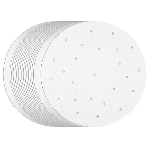 Juvale Disposable Air Fryer Liners - 10-Inch Round White 100-Pack - Perforated Parchment Paper Sheets for Dumplings, Buns & Dim Sum - Steamer Basket Liners & Air Fryer Accessories