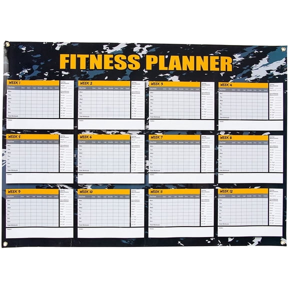 Juvale Dry Erase Weekly Planner - 12 Weeks Fitness Planner for Workout Exercise Log, Weight Loss Program, Bodybuilding, Cross-Fit, and Gym Training Progress Tracking, 24 x 17 Inches