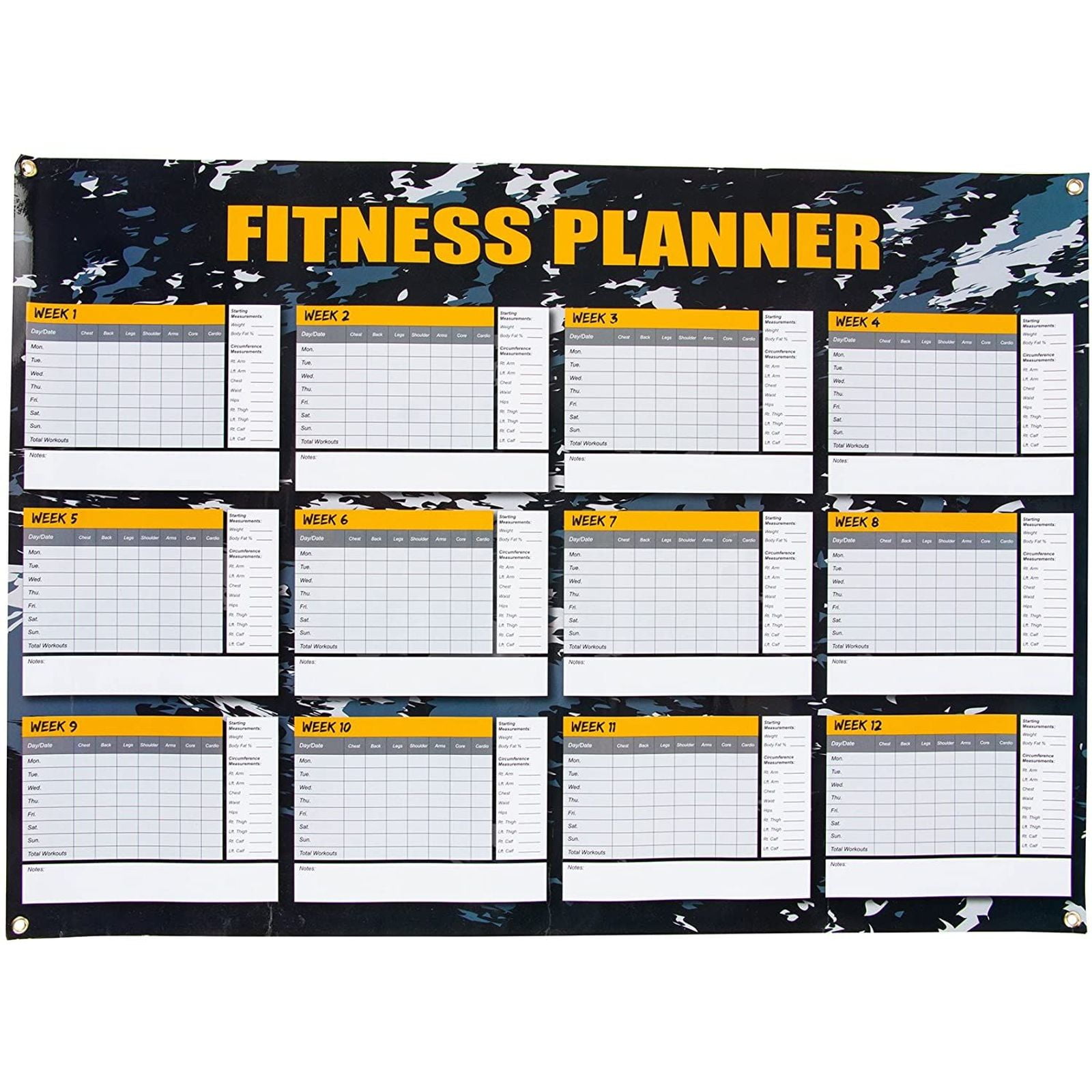 Juvale Dry Erase Weekly Planner - 12 Weeks Fitness Planner for Workout  Exercise Log, Weight Loss Program, Bodybuilding, Cross-Fit, and Gym Training  Progress Tracking, 24 x 17 Inches - Walmart.com