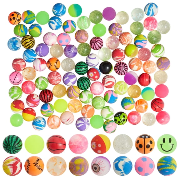 100 Pack Bouncy Balls for Kids Bulk - 1.25 in/ 32mm Large Rubber Bouncing Balls for Party Favors, Birthday, Prizes, Gifts