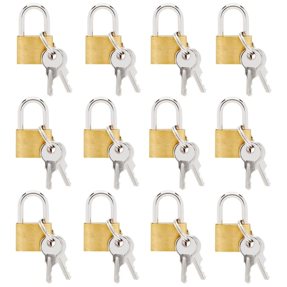 Juvale Luggage Locks with Keys - Mini Lock for Diaries & Jewelry Boxes - Travel Security for Suitcases & Bags - 12 Pack, 0.7 x 1.2 x 0.25 in, Gold & Silver