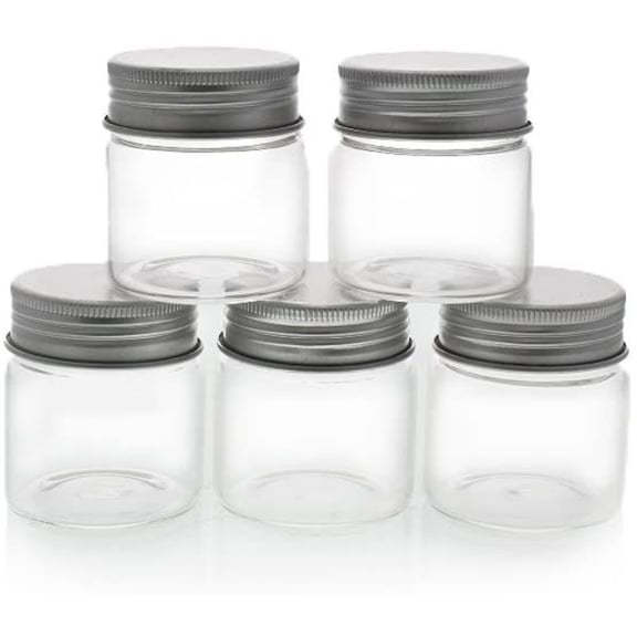 Juvale Mini Glass Spice Jars with Lids - 1.7 oz, Clear Art Deco, 5-Pack - Glass Craft Jars with Lids for Spices, Jams & Crafts