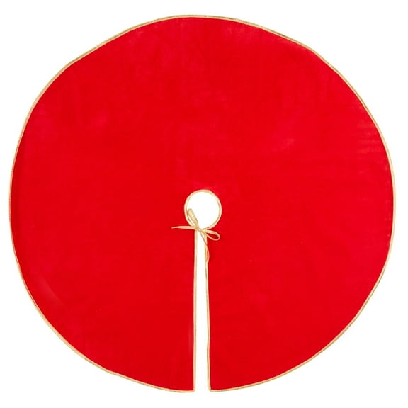 Juvale Christmas Tree Skirt - Felt Base Protector - Easy Tie Closure - Festive Tree Decor - 42-Inch, Red & Gold Trim