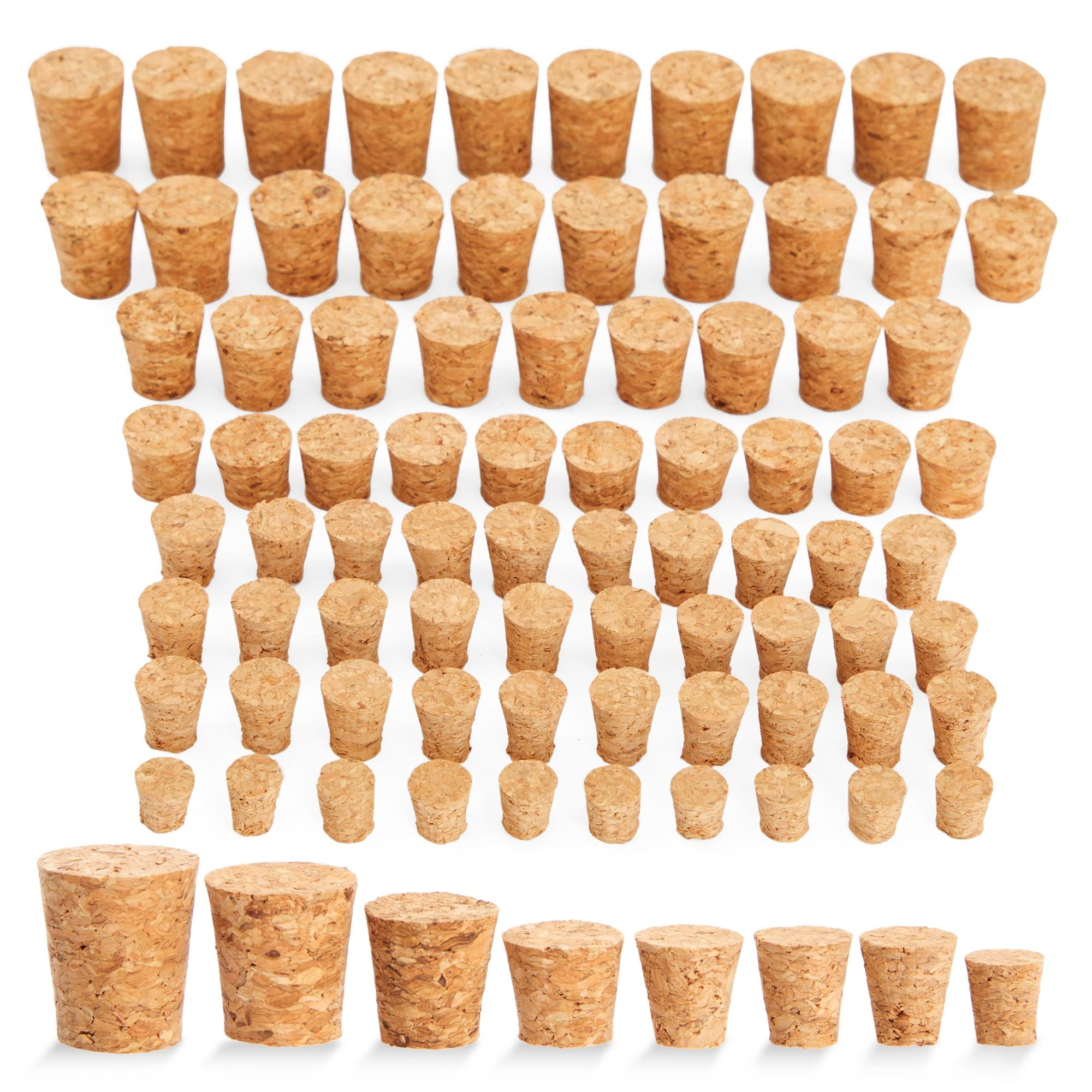 Juvale-Small Tapered Cork Stoppers for Jars and Bottles, 8 Sizes (80 Pieces)