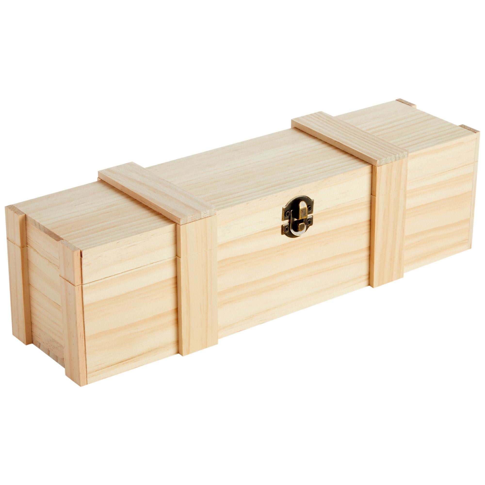 Wine Pine Hinged Box, Wooden Gift Box