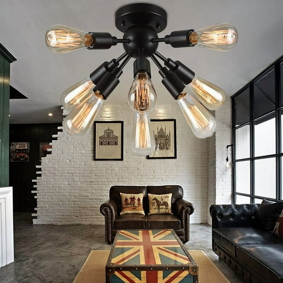 Juvan Antique Bronze Edison Bulbs 8-light Ceiling Light