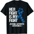 thumbnail image 1 of Juvenile Arthritis Awareness Her Fight Blue Ribbon Gift T-Shirt, 1 of 2