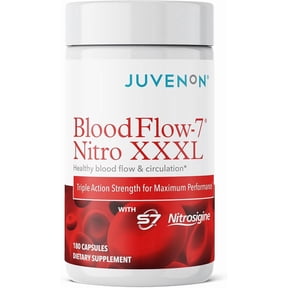 Juvenon Advanced BloodFlow-7 Nitro XXXL Support Supplement Maximum Circulation Formula and Daily Wellness 3X Strength Capsules Helps Your Performance