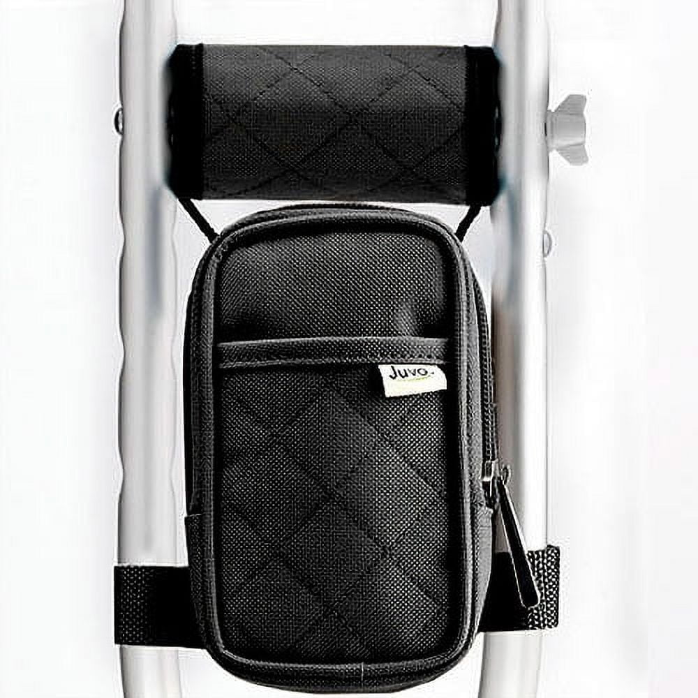 Juvo Products Crutch Caddy With 2 Pockets For HandsFree Storage, 82 X 19 X 5 Inches, Black