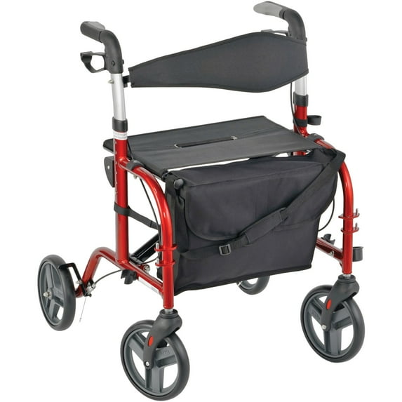Juvo Products TCH101 Comfort Series Premium Rollator-Transport Chair (Cherry Red)
