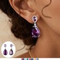 thumbnail image 1 of Juwaliy Dangling Teardrop Earrings Women February Birthstone Amethyst Purple 925 Sterling Silver Jewelry Birthday Valentine's Day Gift, 1 of 11