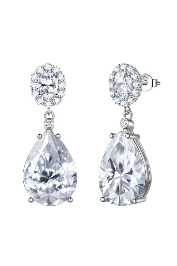 10Ct Women Dangling Teardrop Earrings 925 Sterling Silver April Birthstone Diamond Earring Wedding Bridal Jewelry Mother's Day Gift