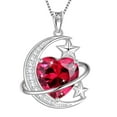 thumbnail image 1 of Juwaliy 13MM Women Moon and Star Necklace Heart July Birthstone 925 Sterling Silver Pendant Red Ruby Celestial Jewelry Christmas Birthday Valentine's Day Gift for Her/Wife/Mother, 1 of 10
