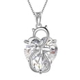 thumbnail image 1 of Juwaliy 15MM Women Cat Necklace Heart April Birthstone 925 Sterling Silver Pendant Diamond Crystal Butterfly Jewelry Birthday Gift for Cat Lover, 1 of 9