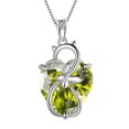 thumbnail image 1 of Juwaliy 15MM Women Cat Necklace Heart August Birthstone 925 Sterling Silver Pendant Butterfly Green Peridot Jewelry Mom Christmas Birthday Gift, 1 of 9