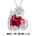 thumbnail image 1 of Juwaliy 13MM Rose Heart Women Necklace July Birthstone Silver Plated Flower Love Jewelry Pendant Red Ruby Mother Birthday Christmas Valentine's Day Gift, 1 of 12