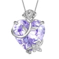 thumbnail image 1 of Juwaliy 15MM Women Rose Heart Necklace June Birthstone 925 Sterling Silver Flower Butterfly Pendant Purple Alexandrite Jewelry Mom Birthday Gift, 1 of 7