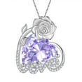 thumbnail image 1 of Juwaliy 15MM Rose Heart Women Necklace June Birthstone 925 Sterling Silver Flower Love Pendant Purple Alexandrite Jewelry Mom Christmas Valentines Birthday Gift, 1 of 10