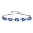 thumbnail image 1 of Juwaliy 18K White Gold Plated Oval Tennis Bracelets for Women,September Birthstone Bracelet Blue Sapphire Jewelry Mom Valentines Mothers Day Gift Idea, 1 of 8