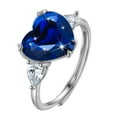 thumbnail image 1 of Juwaliy 6Ct Women Heart Blue Sapphire Ring 925 Sterling Silver September Birthstone Band Jewelry Birthday Christmas Mother's Day Gift, 1 of 11
