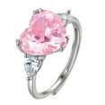 thumbnail image 1 of Juwaliy 6Ct Women Heart Pink Tourmaline Ring 925 Sterling Silver October Birthstone Rings Jewelry Mother Wedding Birthday Valentine's Day Gift, 1 of 11